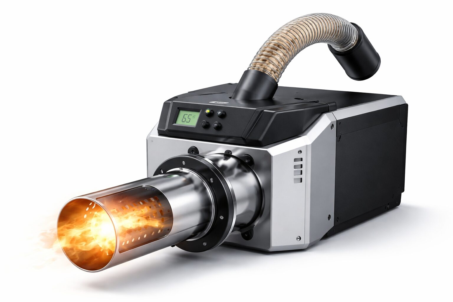 Palnik pelletowy retortowy podczas montażu w kotle