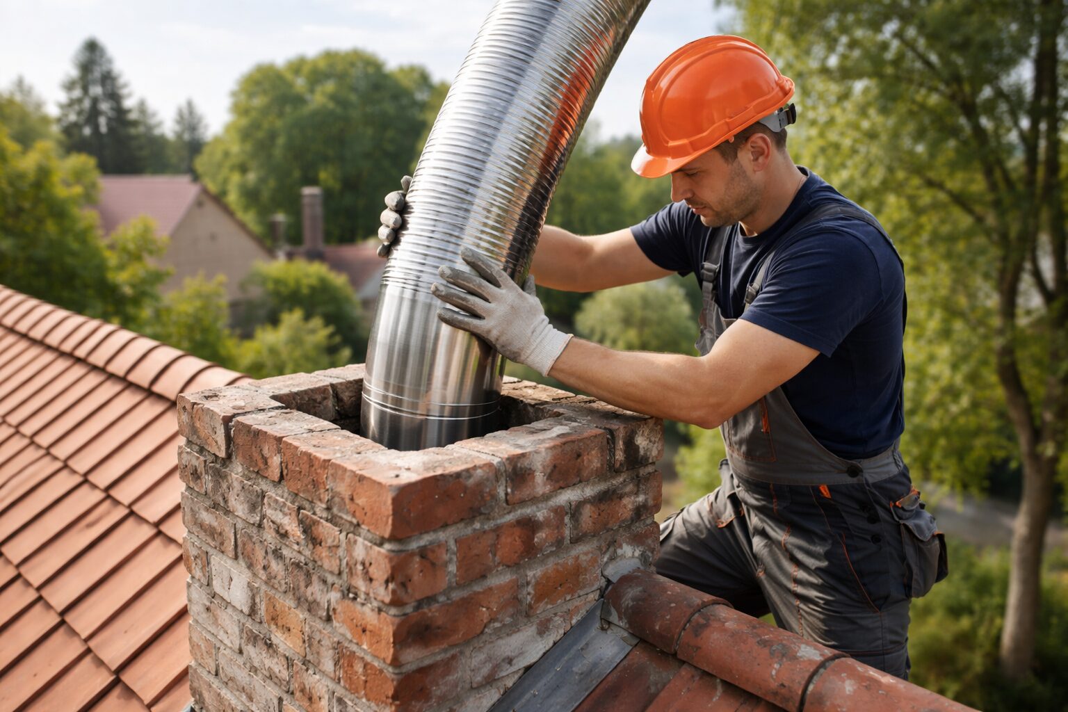 Montaż stalowego wkładu kominowego do starego komina ceglanego