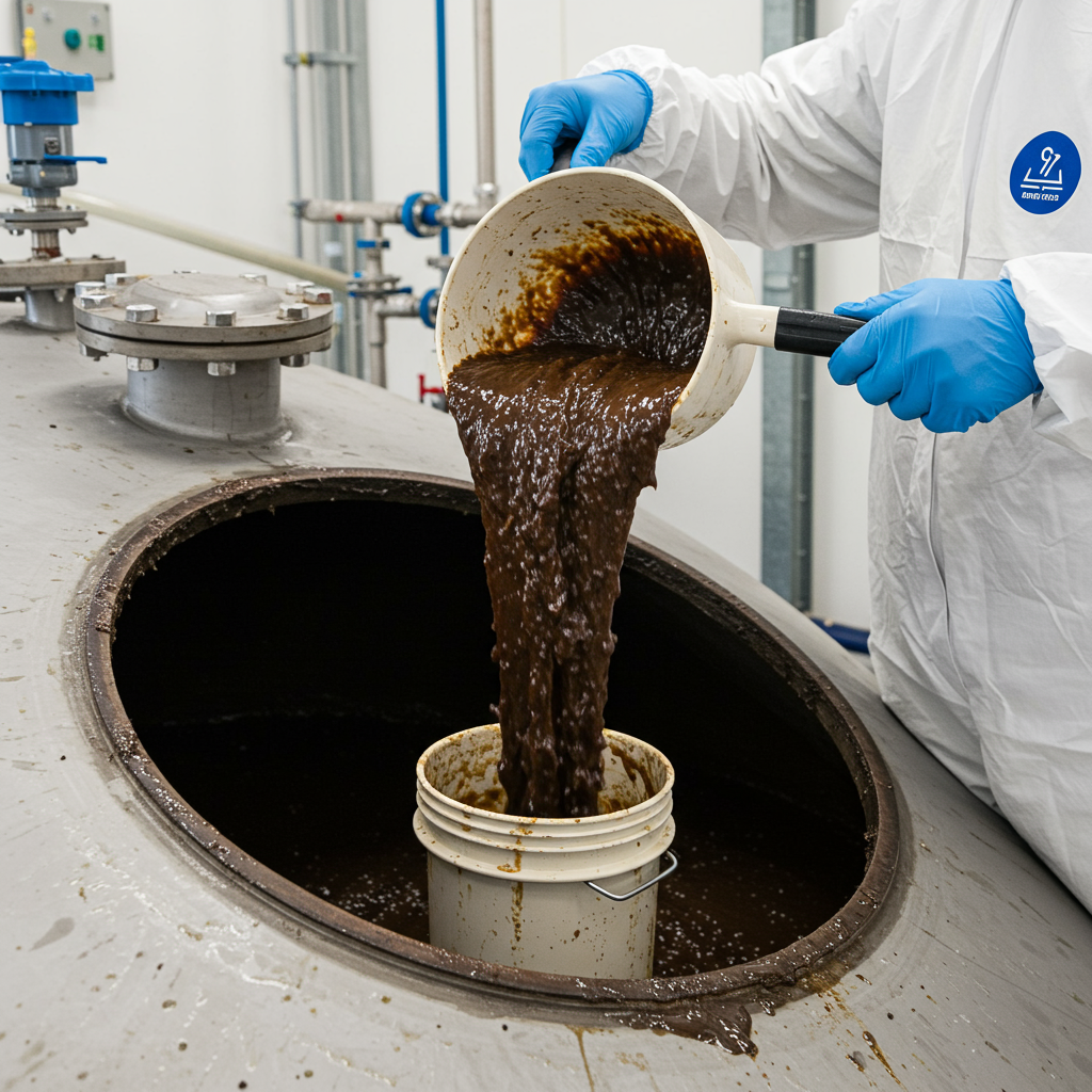 Pobieranie próbki digestatu z biogazowni rolniczej jako inoculum do rozruchu mini fermentora